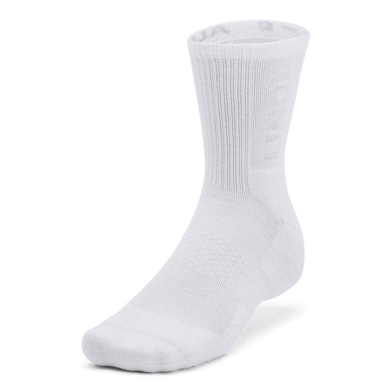 Men's Under Armour 3-Maker Mid Crew Socks 3-Pack - 100 - WHITE