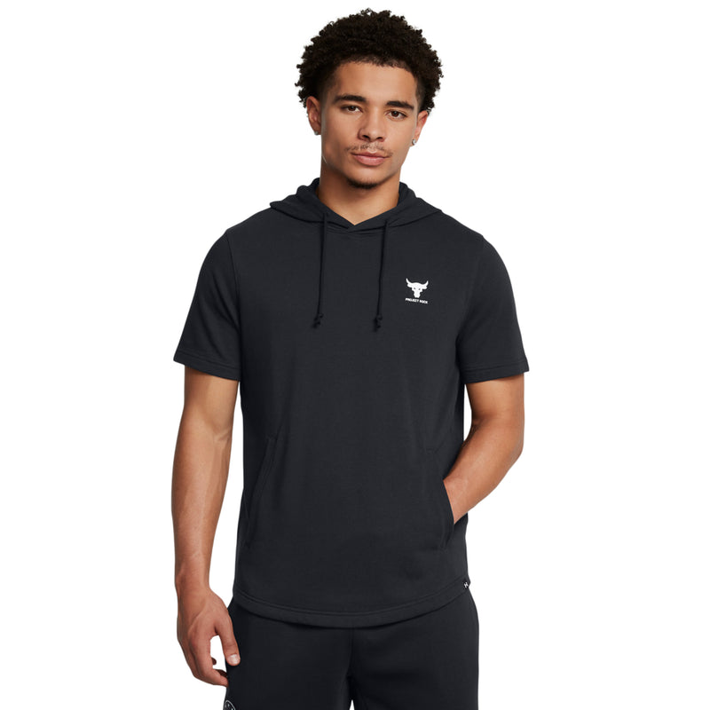 Men's Under Armour Project Rock Terry Hoodie Tee - 001 - BLACK