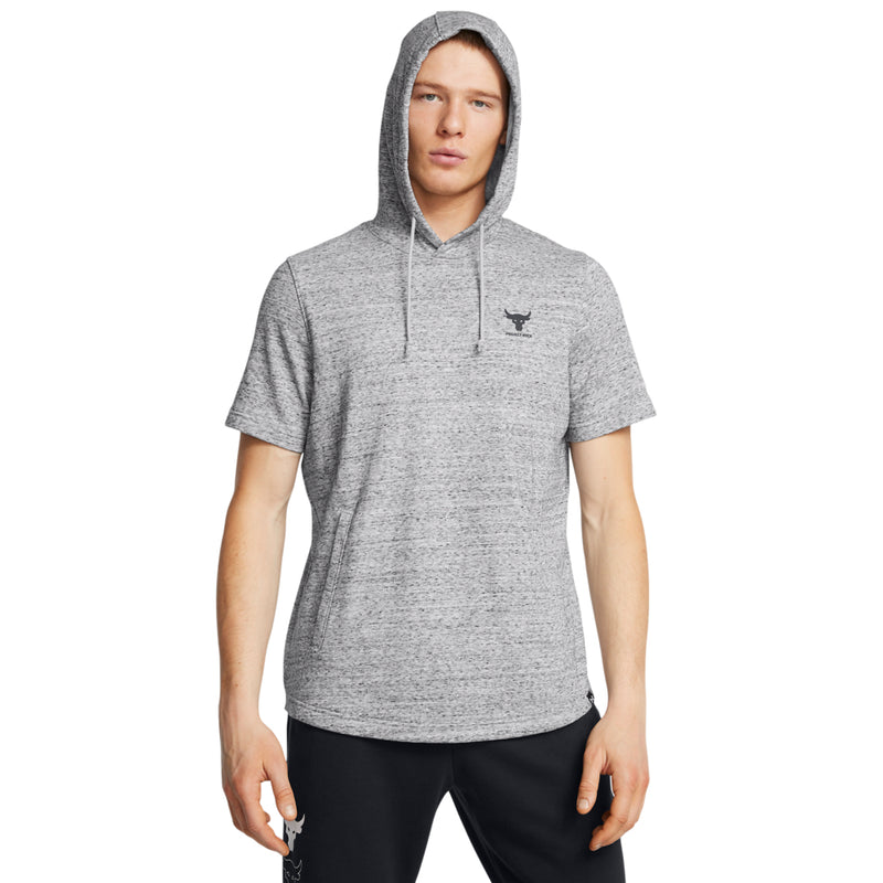 Men's Under Armour Project Rock Terry Hoodie Tee - 011 - GREY