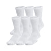 Men's Under Armour Tech Cotton Crew Socks 6-Pack - 100 - WHITE