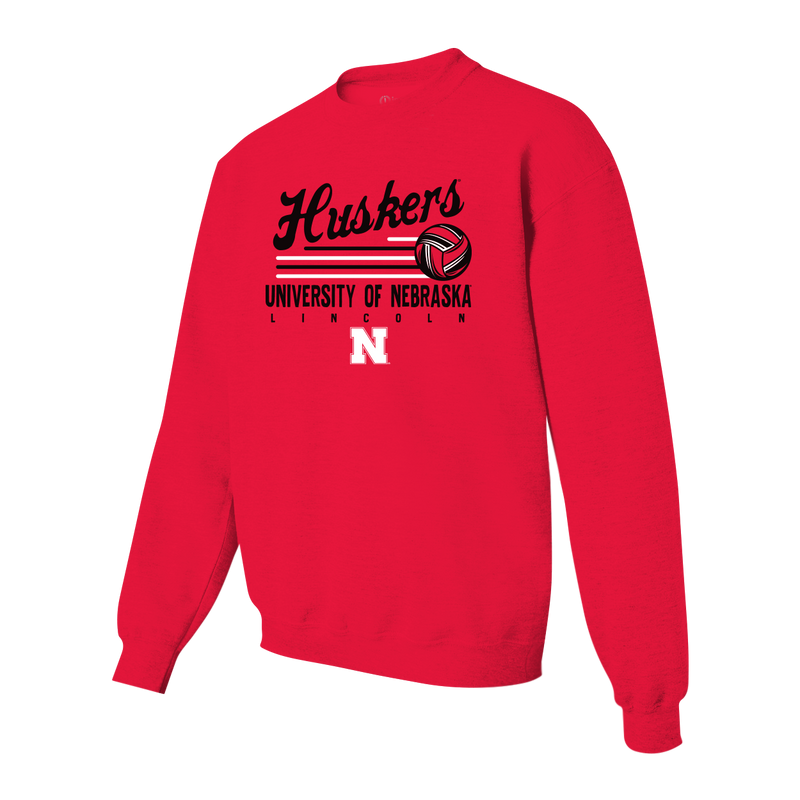 Men's/Women's Nebraska Huskers Word Script Volleyball Sweatshirt - RED