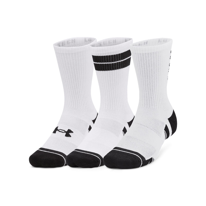 Men's/Women's Under Armour Performance Tech Crew Socks 3-Pack - 101 - WHITE