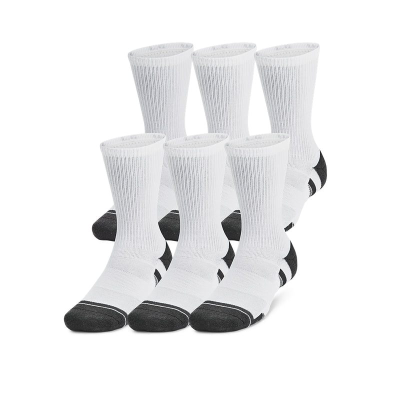 Men's/Women's Under Armour Performance Tech Crew Socks 6-Pack - 101 - WHITE