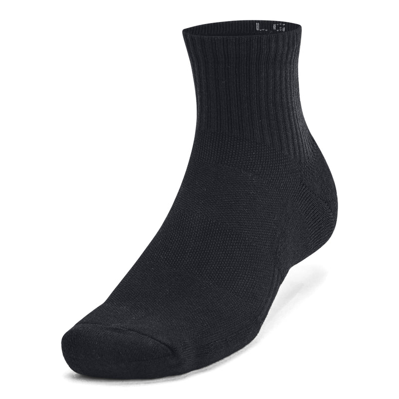 Men's/Women's Under Armour Tech Cotton Quarter Socks 6-Pack - 001 - BLACK