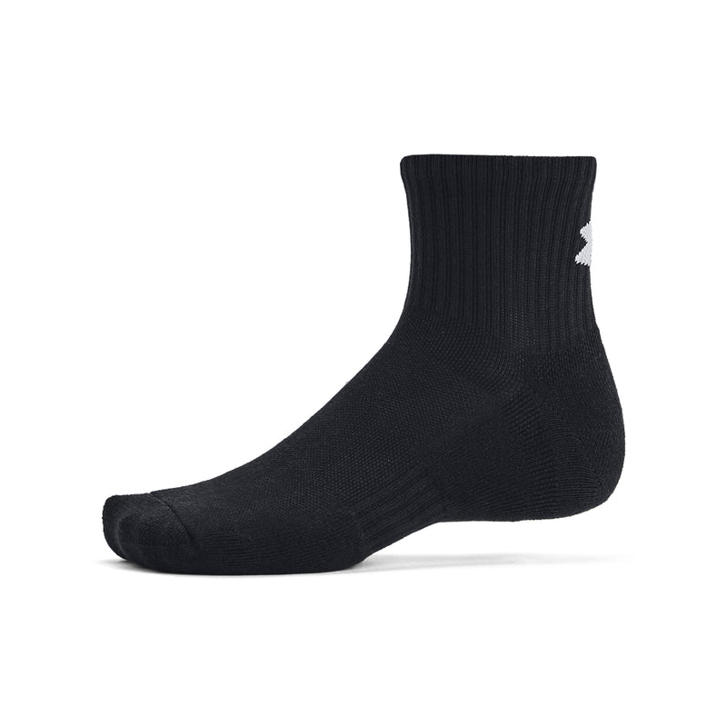 Men's/Women's Under Armour Tech Cotton Quarter Socks 6-Pack - 001 - BLACK