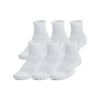 Men's/Women's Under Armour Tech Cotton Quarter Socks 6-Pack - 100 - WHITE