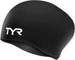 TYR Long Hair Silicone Swim Cap - 001 - BLACK