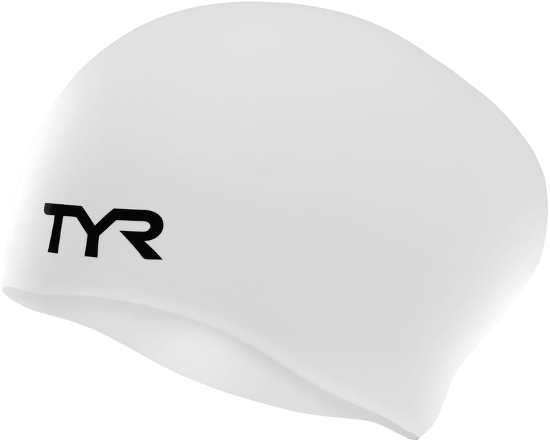 TYR Long Hair Silicone Swim Cap - 100 - WHITE/BLACK