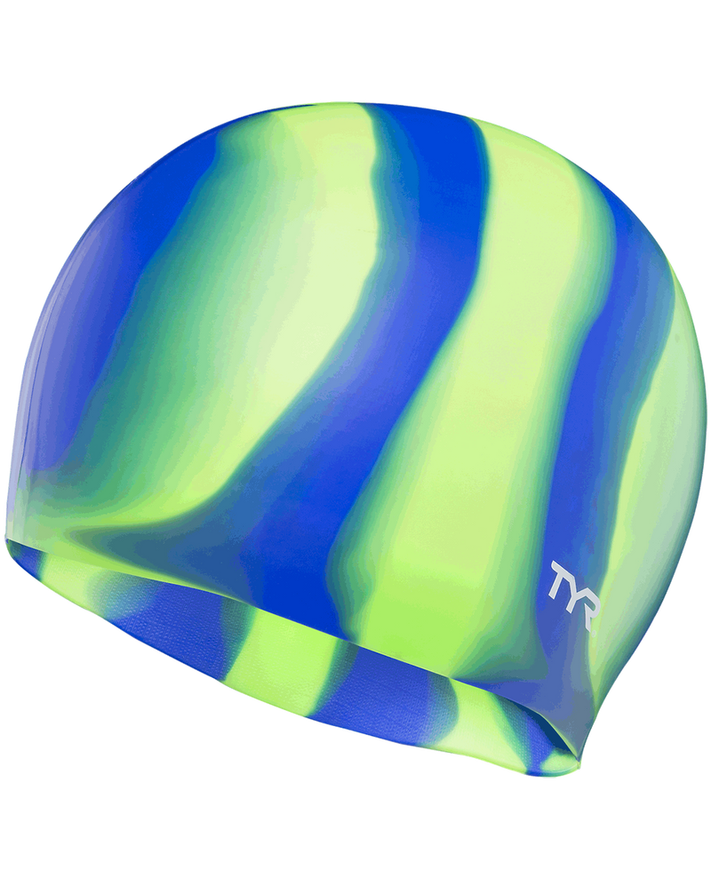 TYR Printed Long Hair Silicone Swim Cap - 310 - GREEN