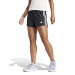 Women's Adidas 3-Stripes High-Rise Shorts - BLACK/WHITE