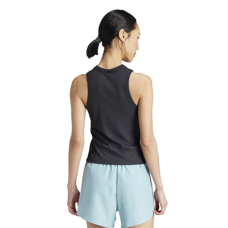 Women's Adidas All Gym Rib 3-Stripes Tank Top - BLACK