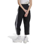 Women's Adidas Essentials 3-Stripes Open Hem Fleece Pant - BLACK/WHITE