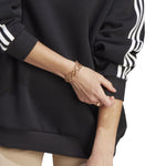 Women's Adidas Essentials 3-Stripes Oversized Fleece Sweatshirt - BLACK/WHITE