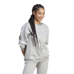 Women's Adidas Essentials 3-Stripes Oversized Fleece Sweatshirt - MEDIUM GREY