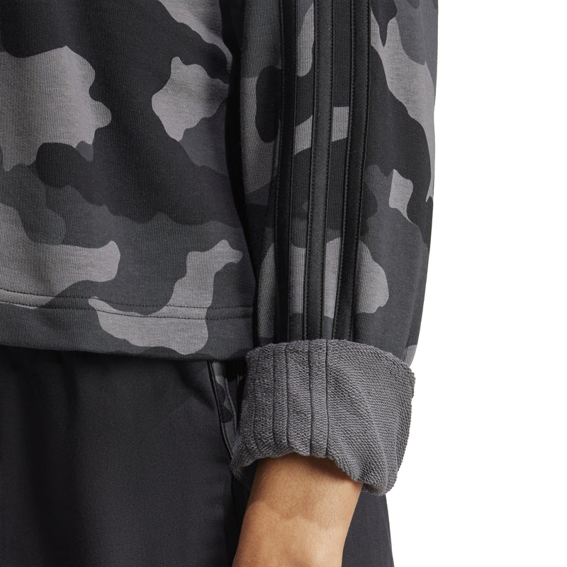 Women's Adidas Essentials Camo Cropped Sweatshirt - BLACK