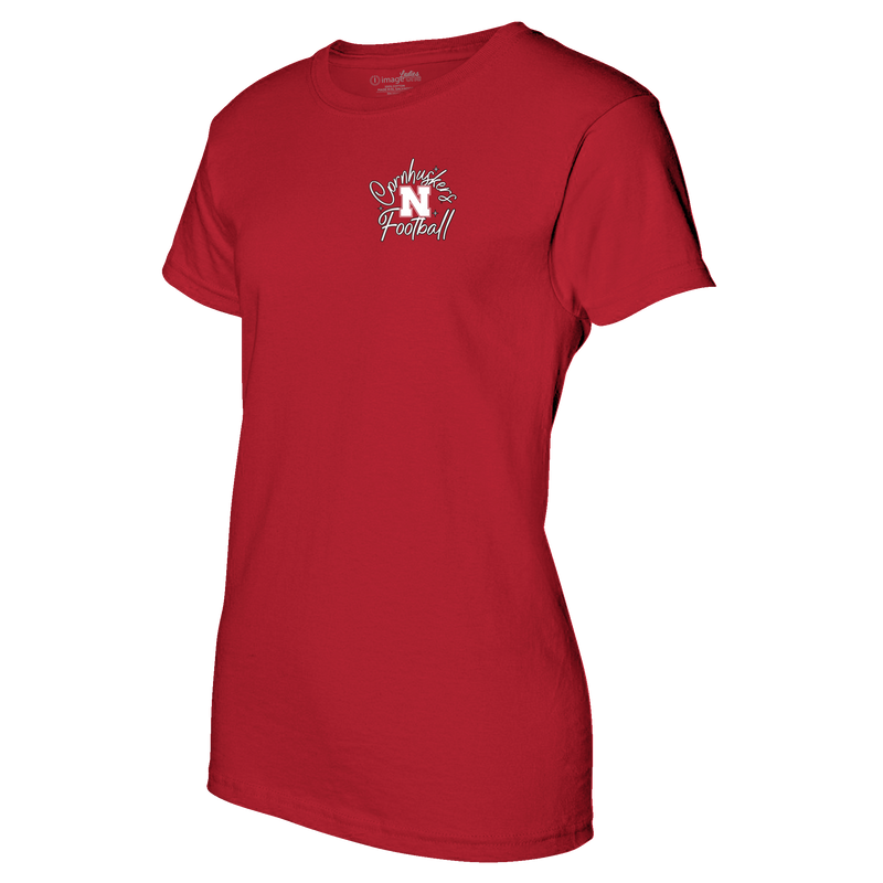 Women's Nebraska Huskers Floral Football T-Shirt - RED