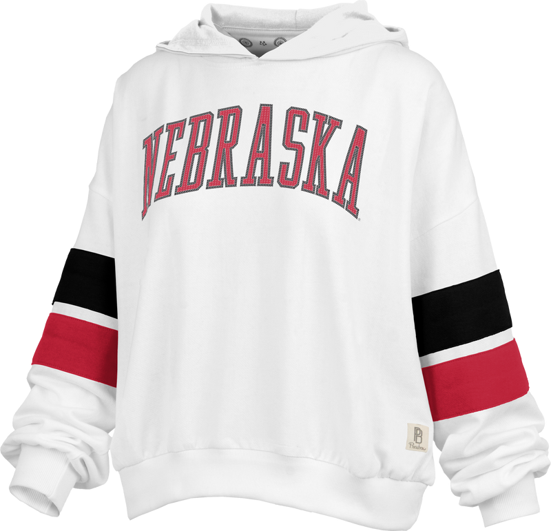 Women's Nebraska Huskers Kelly Sequin Hoodie - WHT - NEBRASKA