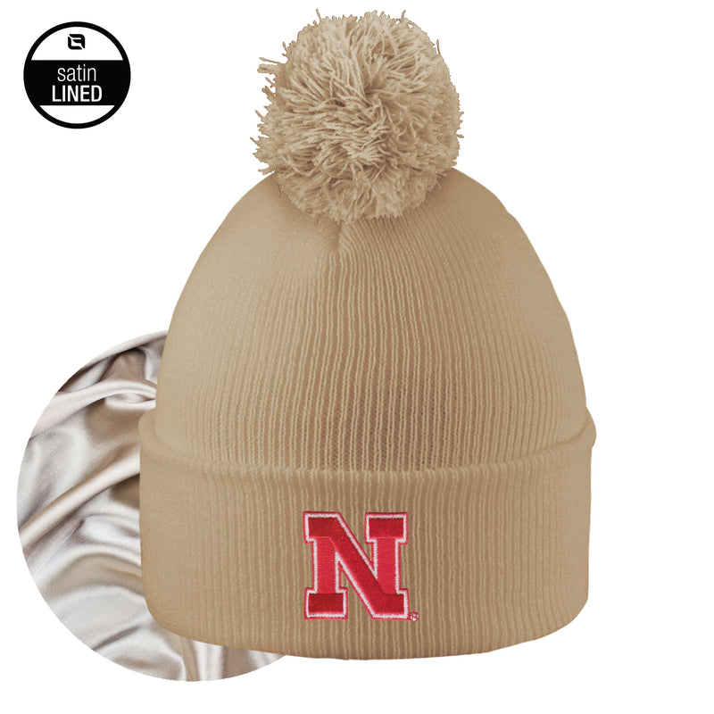 Women's Nebraska Huskers Monroe Pom Beanie - TAN