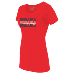 Women's Nebraska Huskers Outlined T-Shirt - RED