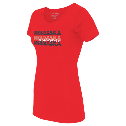 Women's Nebraska Huskers Outlined T-Shirt - RED