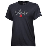 Women's Nebraska Huskers Script Core T-Shirt - BLACK