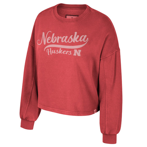 Women's Nebraska Huskers Taha Crew Washed Fleece - NEBRASKA