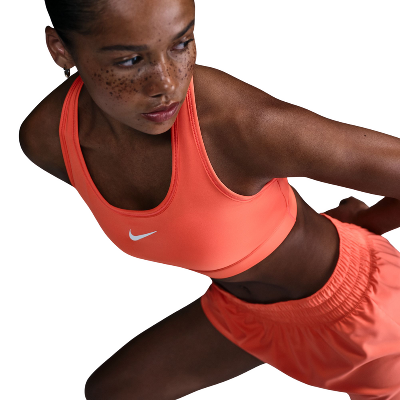 Women's Nike Medium Support Swoosh Bra - 643 - LIGHT WILD MANGO