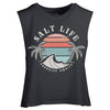 Women's Salt Life Paradise Bound Muscle Crop Tank Top - EBONY