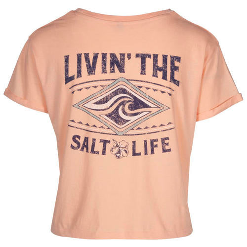 Women's Salt Life Ride The Tide Crop T-Shirt - PEACHY