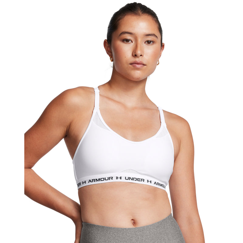 Women's Under Armour Crossback Low Bra - 100 - WHITE/BLACK