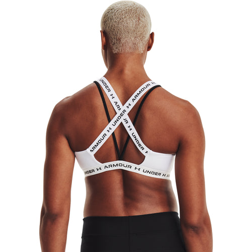 Women's Under Armour Crossback Low Bra - 100 - WHITE/BLACK