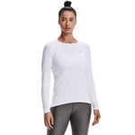 Women's Under Armour HeatGear Long Sleeve - 100 - WHITE/BLACK