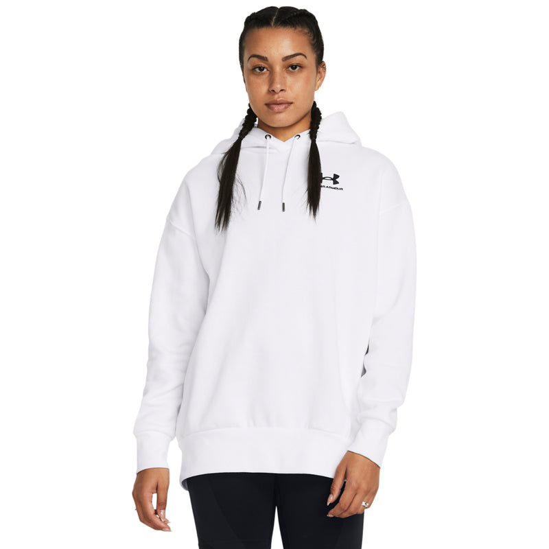 Women's Under Armour Icon Fleece Oversized Hoodie - 100 - WHITE/BLACK