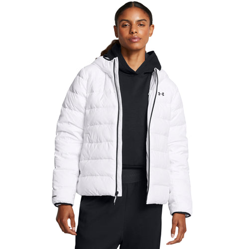 Women's Under Armour Legend Down Hooded Jacket - 100 - WHITE/BLACK