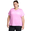 Women's Under Armour Plus Tech V-Neck T-Shirt - 638 - STELLAR PINK