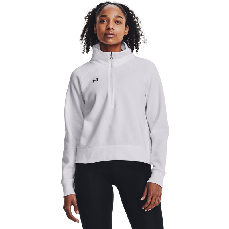 Women's Under Armour Rival Fleece 1/2 Zip - 100 - WHITE/BLACK