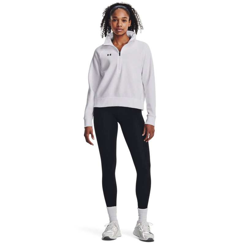 Women's Under Armour Rival Fleece 1/2 Zip - 100 - WHITE/BLACK