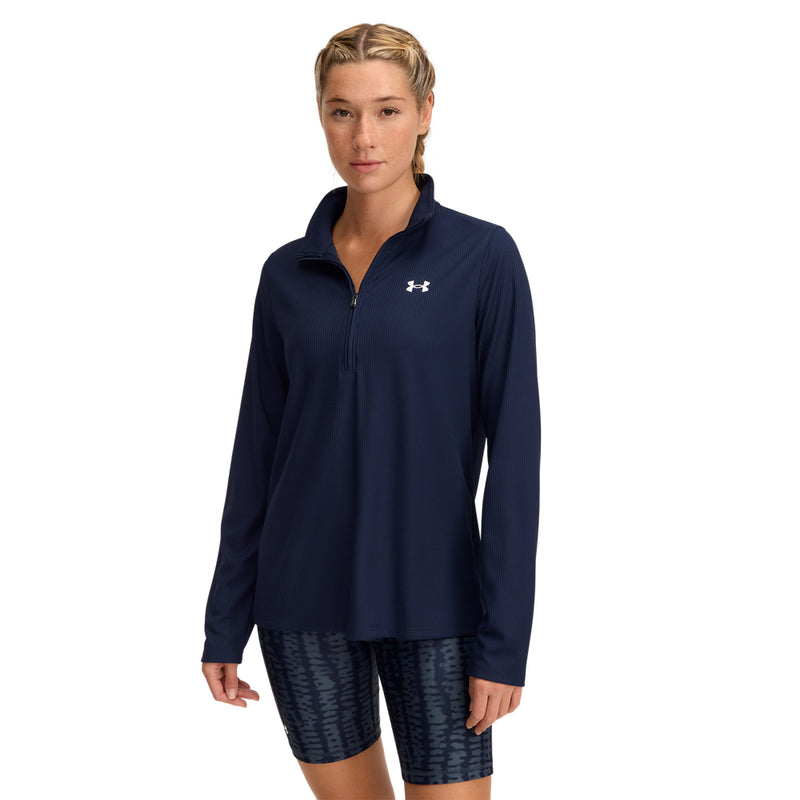 Women's Under Armour Tech Rib 1/2 Zip - 410 - MIDNIGHT