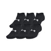 Women's Under Armour Training Cotton No Show 6-Pack Socks - 001 - BLACK